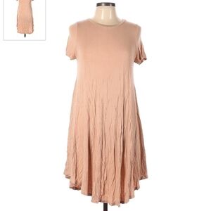 Love Kuza Peach Short Sleeve T-Shirt Dress Women's Large L Round Neck Soft EUC